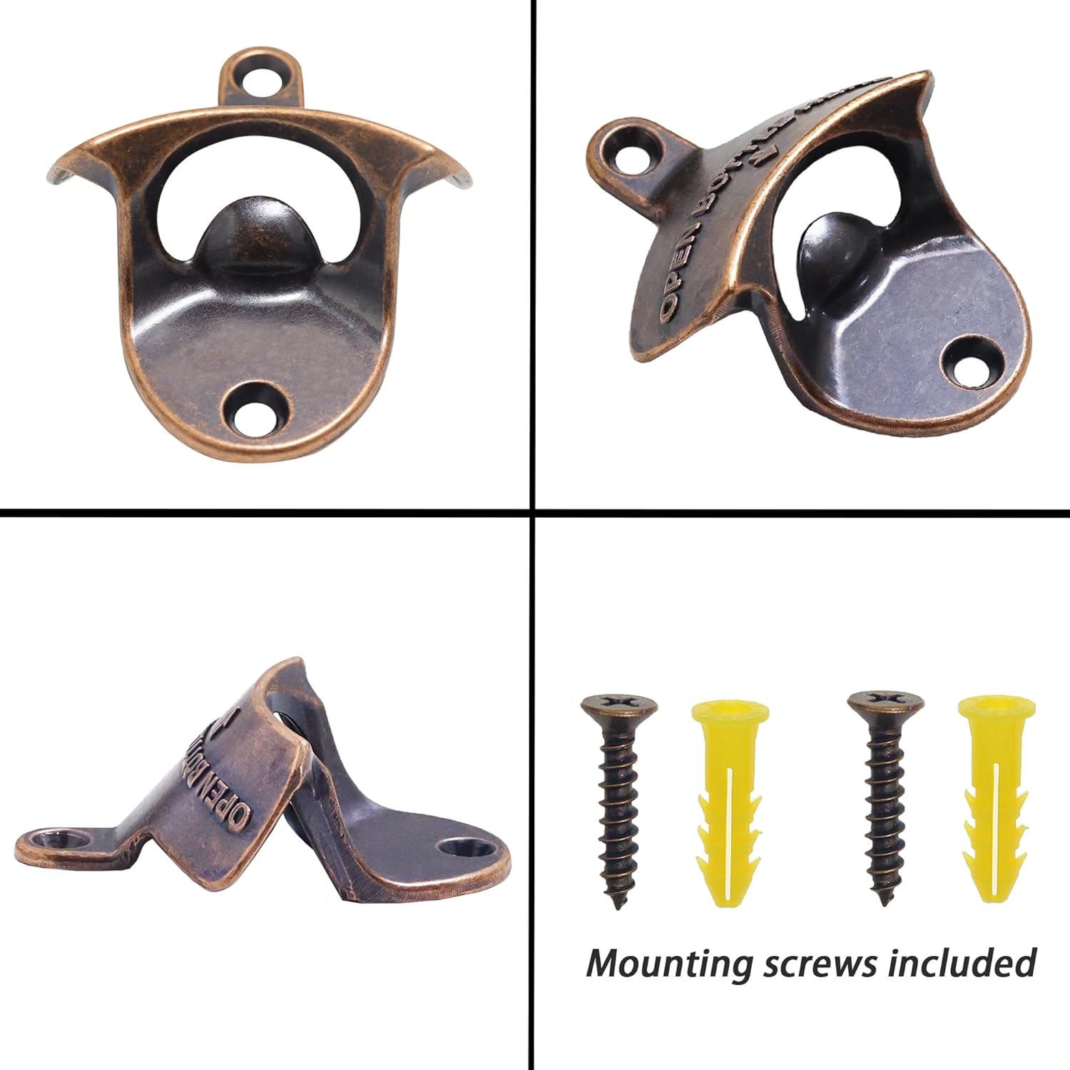 15 PCS Antique Bottle Opener Wall Mounted Bulk Copper Soda Beer Cap Opener Table Mounted for DIY Wooden Board Cooler