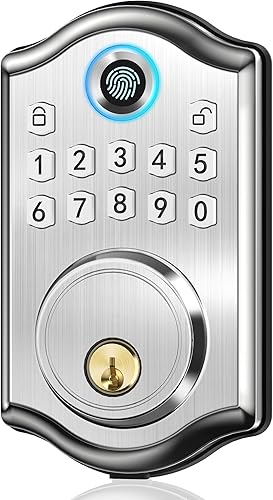 Gthunder Cerradura de puerta de entrada sin llave con teclado - Cerradura inteligente para puerta delantera con 2 llaves - Bloqueo automático -