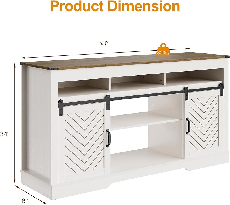 RoyalCraft Farmhouse TV Stand for 65 Inch TV, 34" Tall Entertainment Center image 2