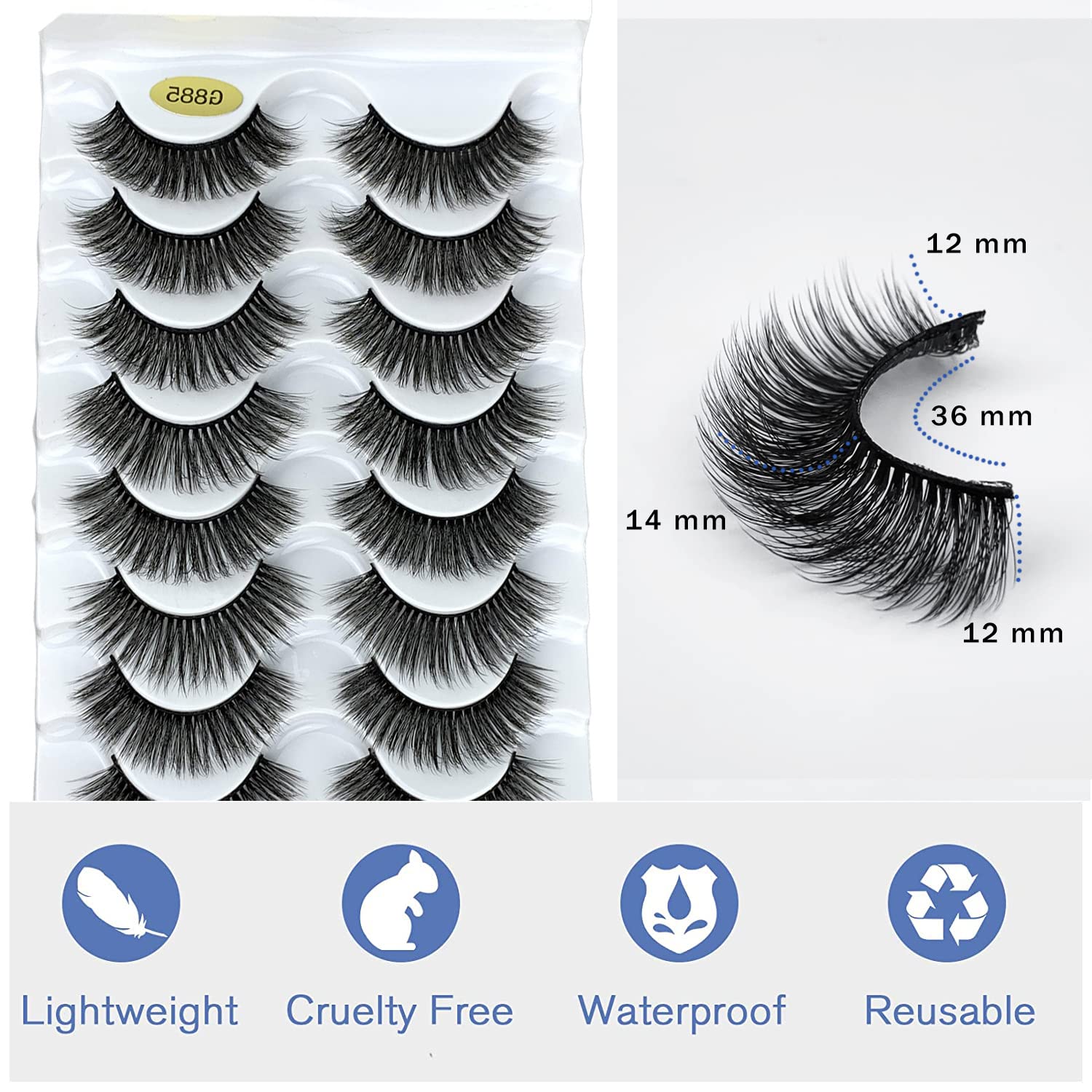 KOKAY False Eyelashes Russian Strip Lashes Faux Mink Lashes 8 works DD Curl - Image 2