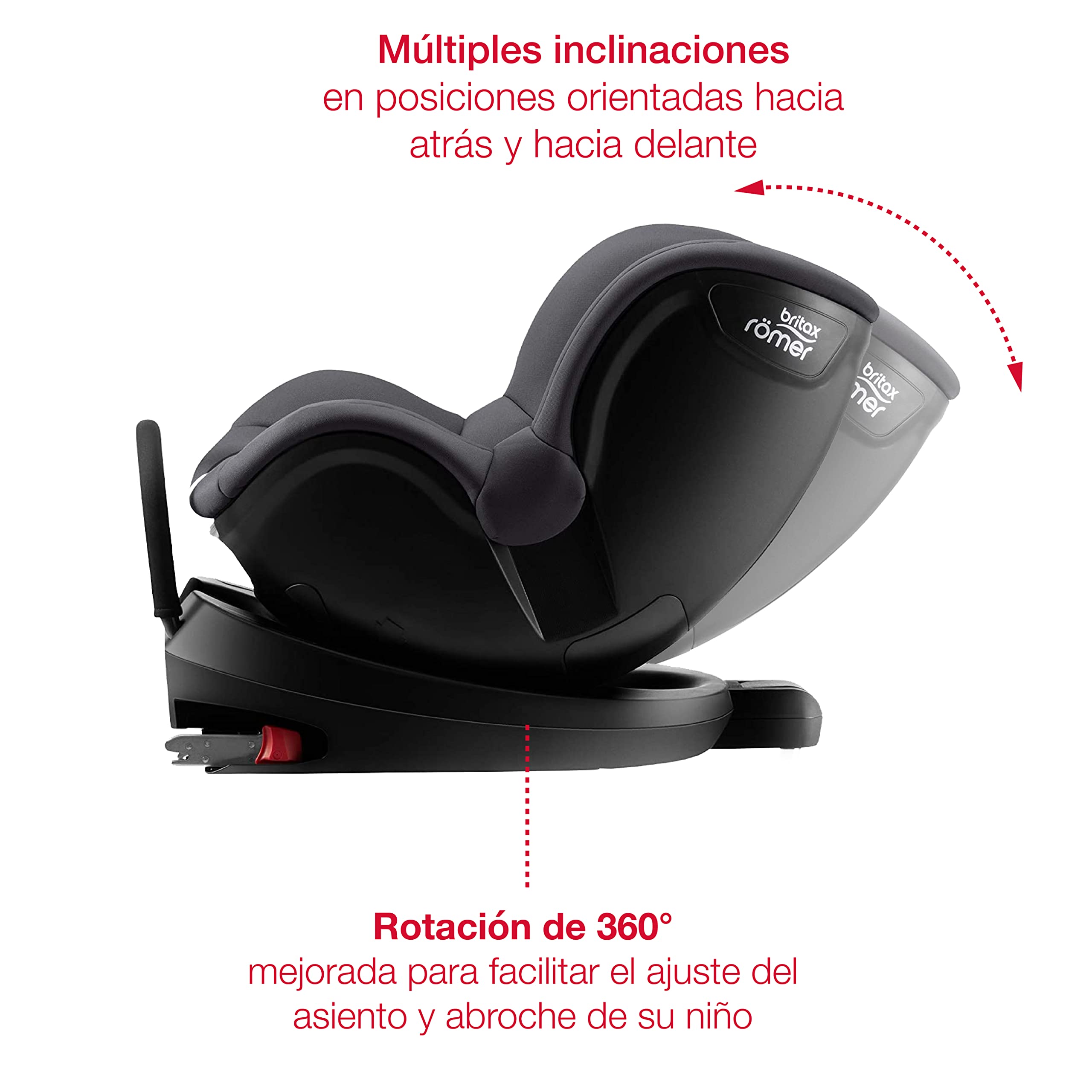 BRITAX RÖMER Silla Coche DUALFIX2 R Gira 360° y con Anclaje ISOFIX Niño de 0 a 18 kg Grupo 0+/1 desde el Nacimiento hasta los 4 Años, Storm Grey