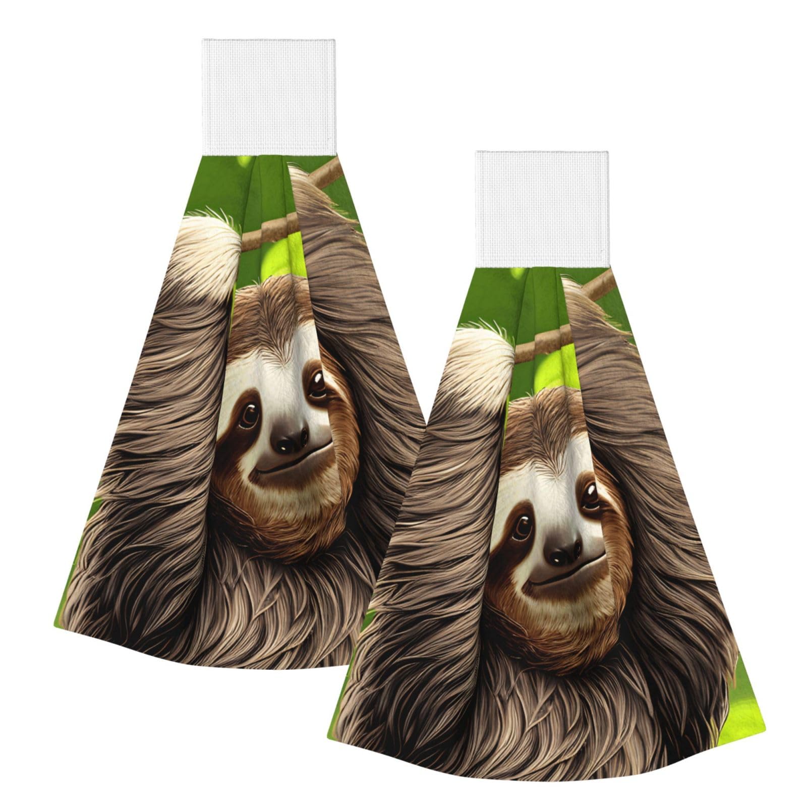 WUPngg Cute Sloth Bathroom Tie Towels/Dish Cloth,Kitchen Hanging Towel, Coral Fleece Dry Cleaning Hand Dishcloths One Size