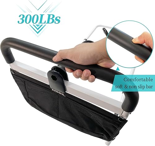 Miniatura 4 de Rieles de cama para adultos mayores de seguridad con alturas ajustables, bolsillo de almacenamiento de asistencia, barandillas laterales para