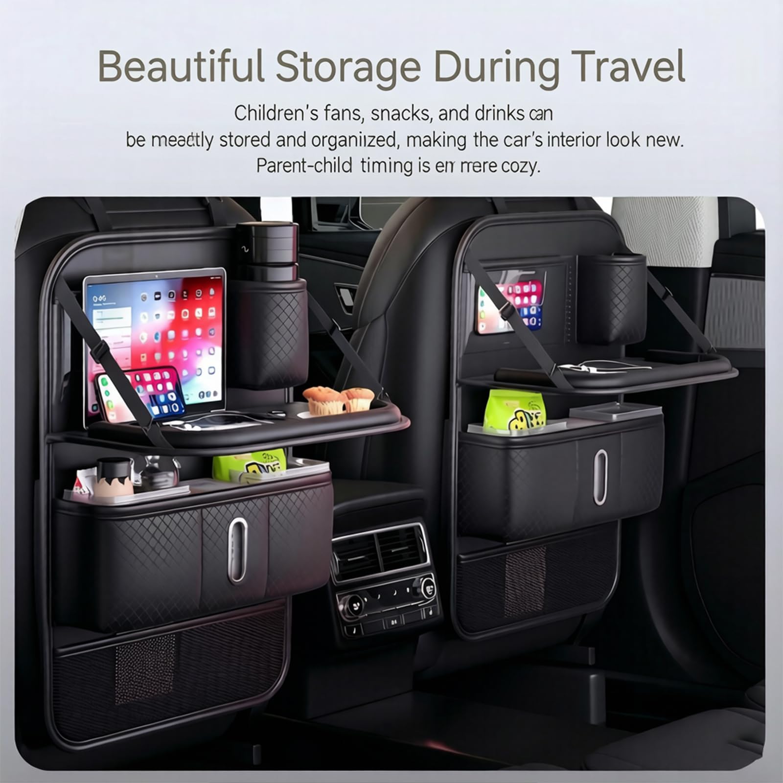 Generico Organizer Sedile Auto per VW Golf/Passat/Tiguan/Polo, Universale Pelle Organizzatore Posteriore Impermeabile con Tavolo Pieghevole per Bambini Adulti Camper
