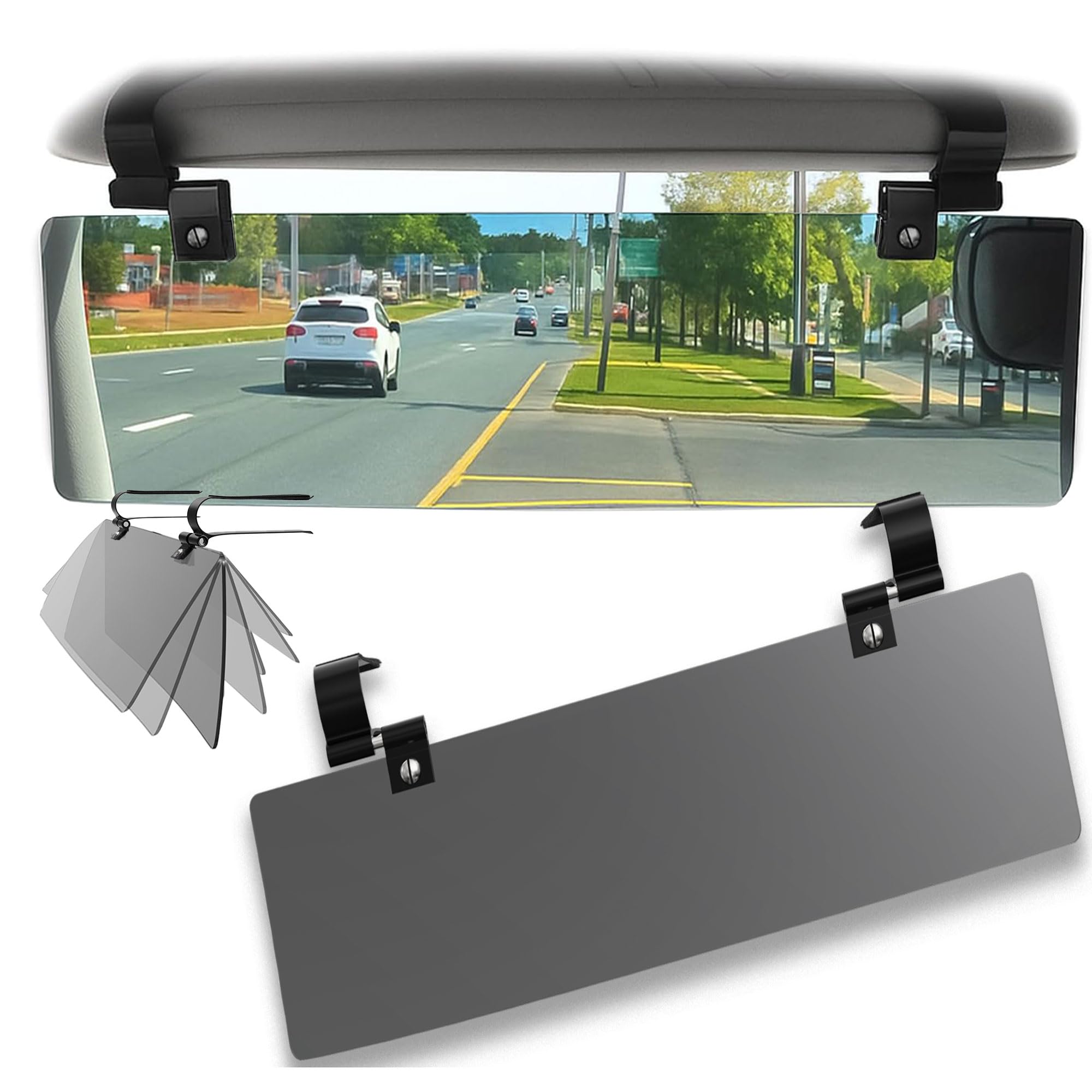Glare Guard XL MaxView Polarized Car Visor Extender, Anti-Glare Sun Visor Extension for Car Protects Glare/UV Rays, Car Visor Extender Sun Blocker Universal 15 x 5 for Cars, Trucks & SUVs,USA Made