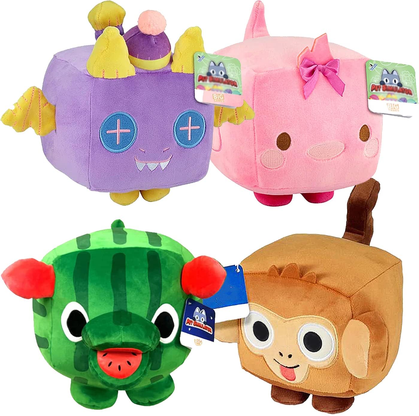 4Pack Big Games Cat Chick and Sock Dragon Plush Pet Simulator X