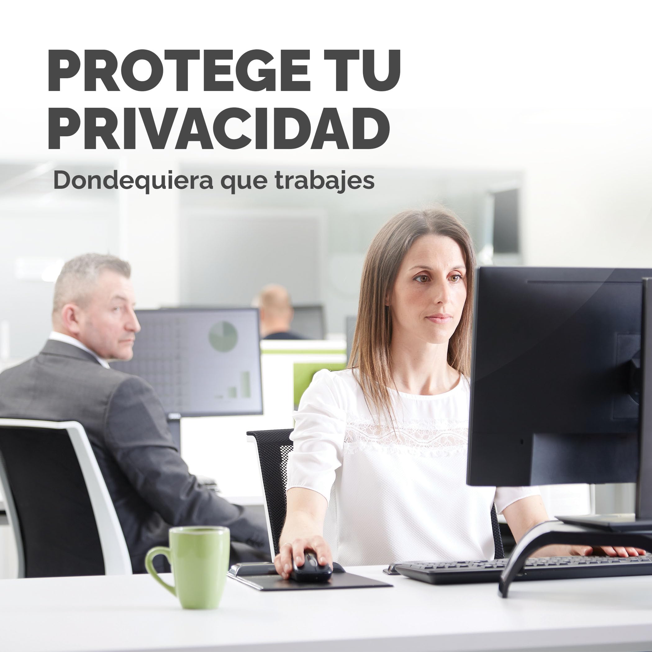 Fellowes Filtro de privacidad PrivaScreen – Protector de pantalla antirreflejos con filtro de luz azul para monitor 27.0" (16:9, 597 × 335mm) con pestañas Quick Reveal™