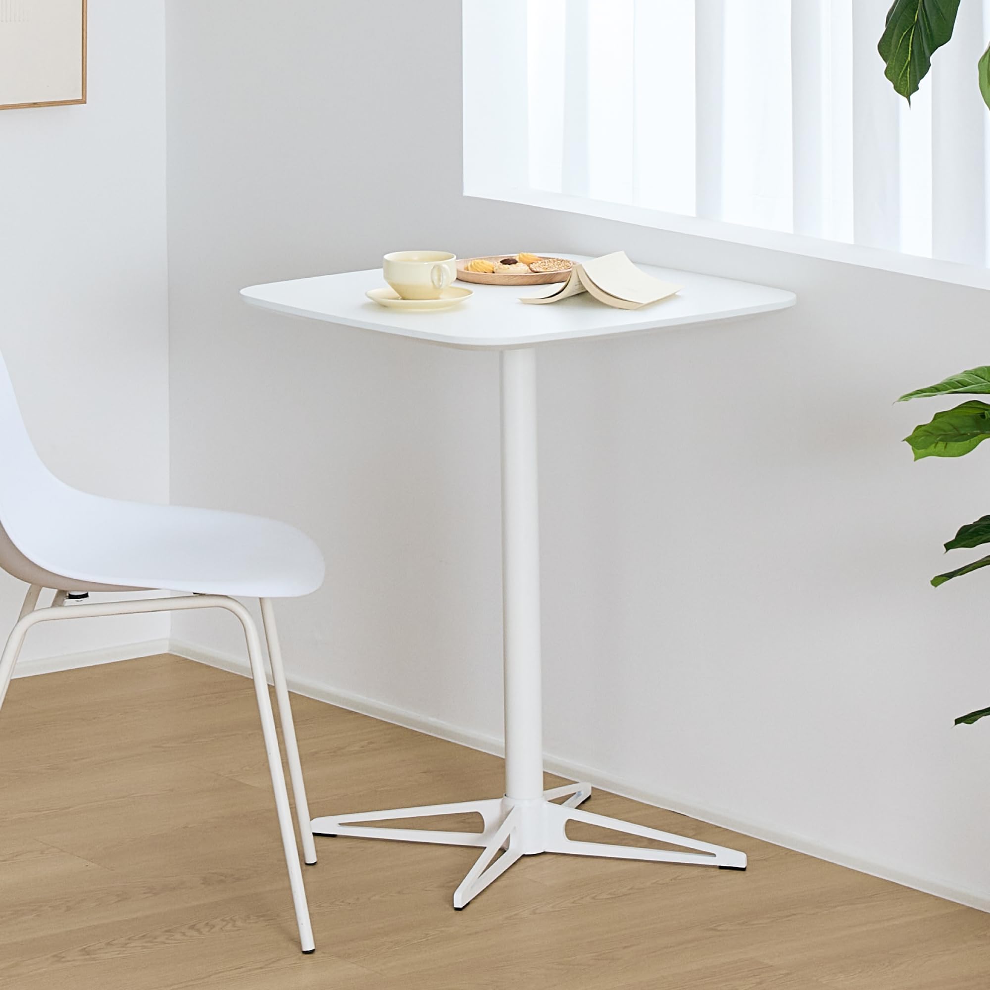 VENTOTA Cafe Table, Square, 24 inches Width, For 1 Person Living, Dining Table, Coffee Table, Dining Table, 1 Leg, For 2 People, For Dining, Stylish, Nordic, prato (Square)