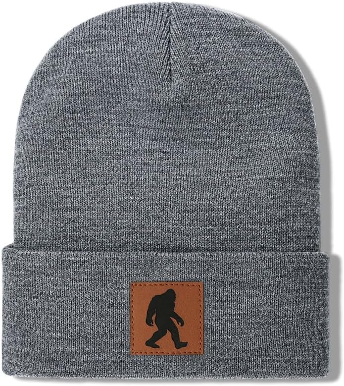 Bigfoot Beanie for Men - Sasquatch Hat Winter Knit Cuffed Beanie for Women - Bigfoot Gifts for Christmas & New Year