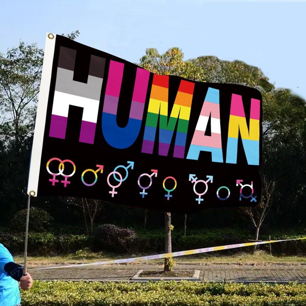 Zghhc Tęczowa flaga Gay-Pride, 90 x 150 cm, LGBTQ Gay Pride, tęczowa flaga Pride, flaga postępu, flaga lesbijek-gejów transpłciowych