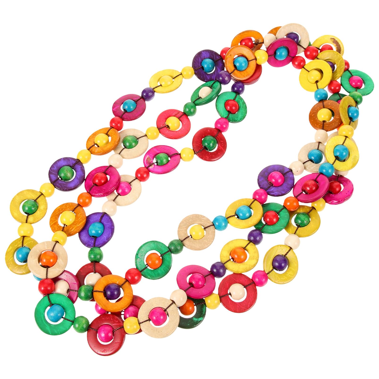 ifundom Collar de Cuentas de Madera de Concha de Coco Bohemio para Mujeres Y Niñas Joyería Étnica con Cuentas Collar Largo Colorido