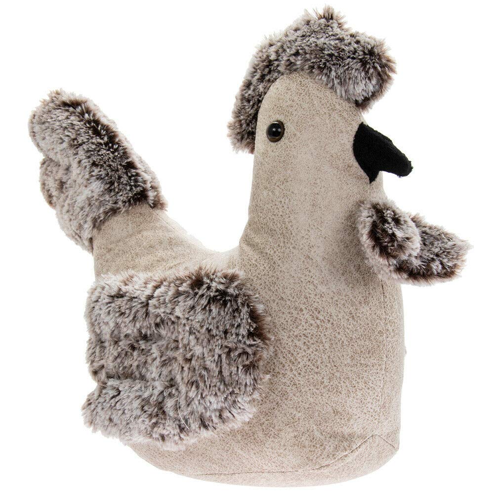 Tamersgifts Beige Cockerel Doorstop Beige Grey Cockerel Door Stop – Weighted Fabric Chicken Doorstop – Farmhouse Decorative Door Stop