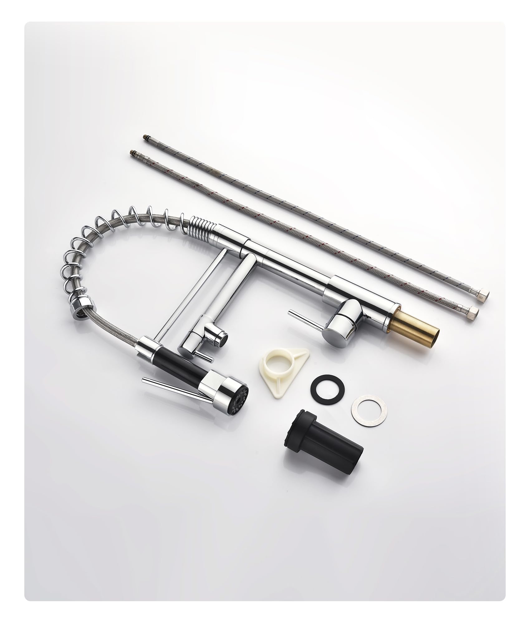 Robinet de cuisine avec douchette extractible pivotant 360° mitigeur haute pression acier inoxydable