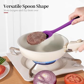 Silicone Spoon Spatulas Set, 600oF Heat-Resistant BPA-Free Non-Stick Rubber Spoonulas Kitchen Baking Cooking Spoons Versatile for Scooping, Mixing, Stirring, Serving (Set of 3, Multi-3)