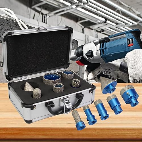 Miniatura 7 de Juego de brocas de diamante, 6 piezas con 58-11 para azulejos de porcelana, porcelana, cerámica, mármol, ladrillo, hormigón (20253550+0.787 in punta