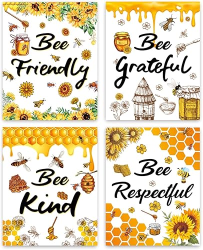 Pósters inspiradores de abejas para el aula, girasoles de abeja, margaritas, arte de pared, póster educativo de reglas motivacionales de verano para
