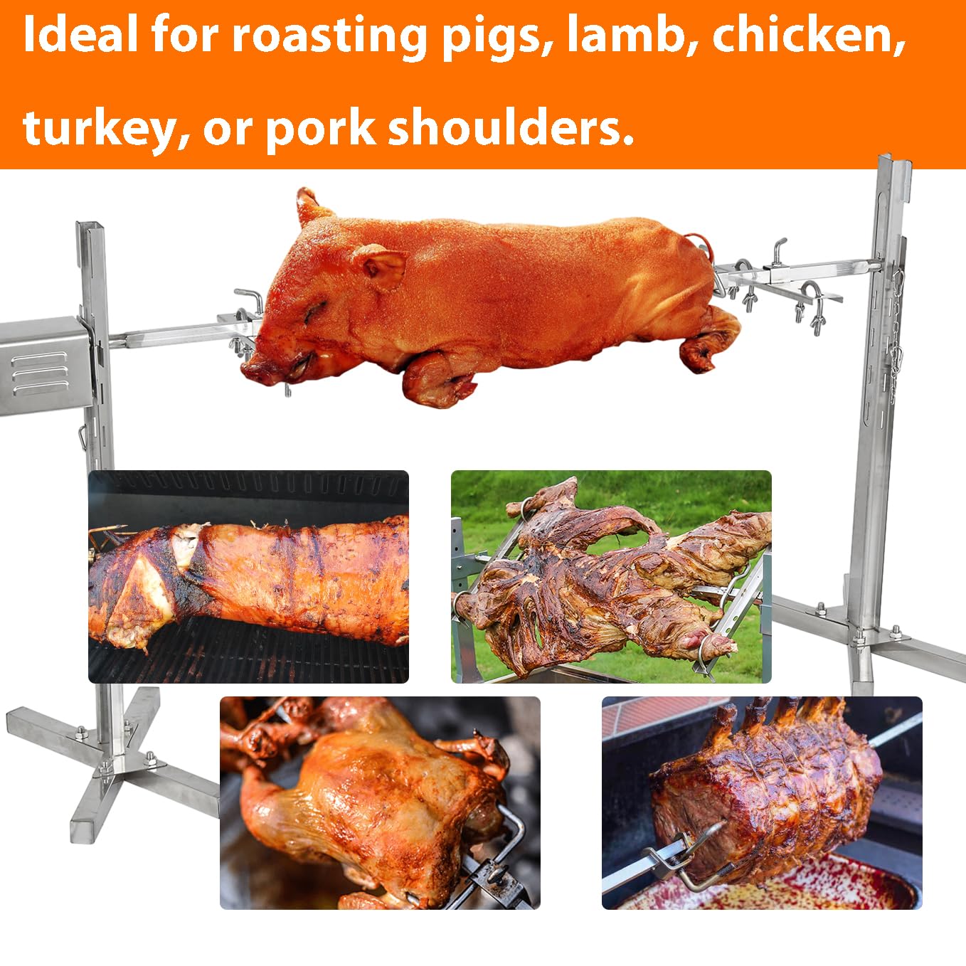 Pig Roaster Rotisserie 220lb Capacity Electric Rotisserie Grill