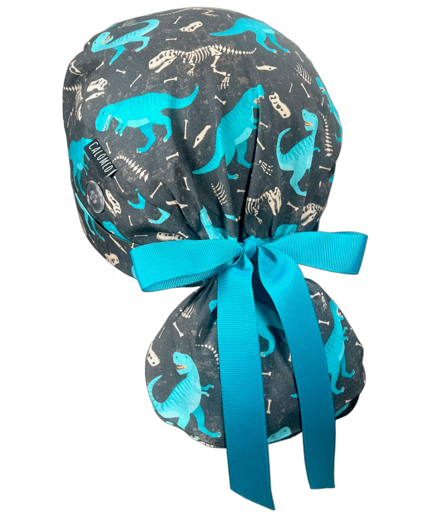 Scrub Cap for Women and Men, Ponytail Scrub Caps, Working Hat, Head Cover with Ribbon Ties and Buttons, Long Hair