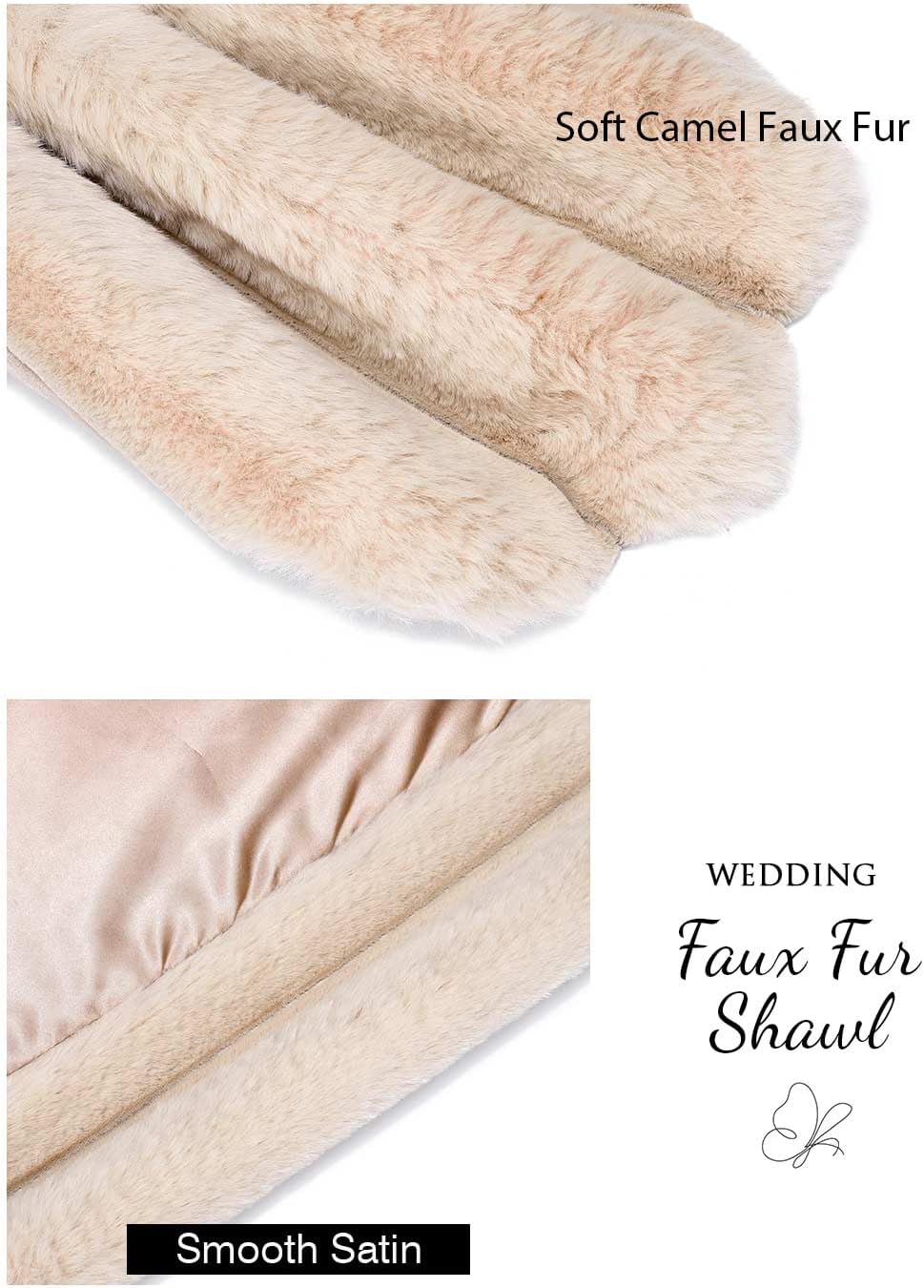 GORAIS Women Wedding Faux Fur Shawl and Wrap Bridal Winter Fur Stole Shrug for Brides and Bridesmaids - Image 3