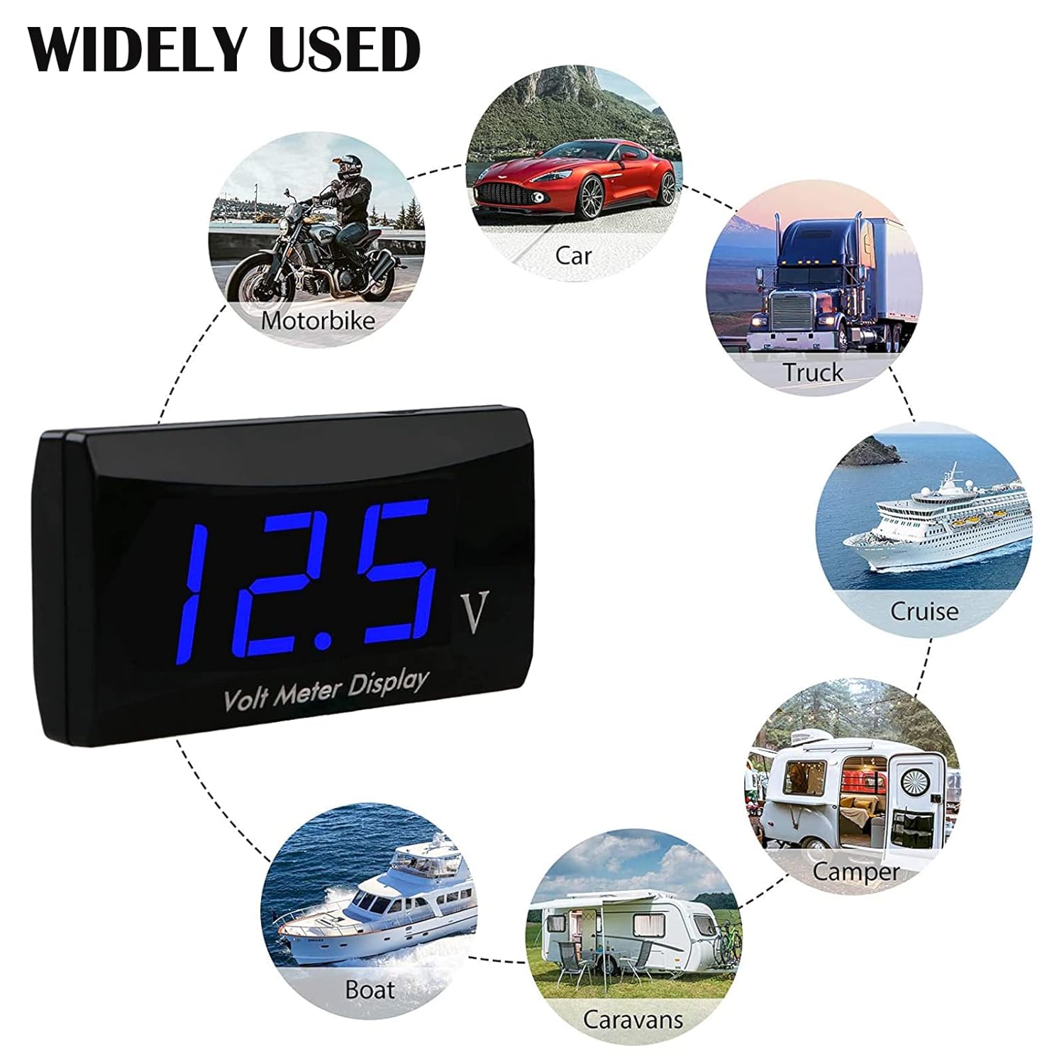 ANKI HAPPIGO Car Digital Voltage Gauge LED Display Voltmeter DC 12V Volt Meter for Car Motorcycle Battery Voltage Monitor