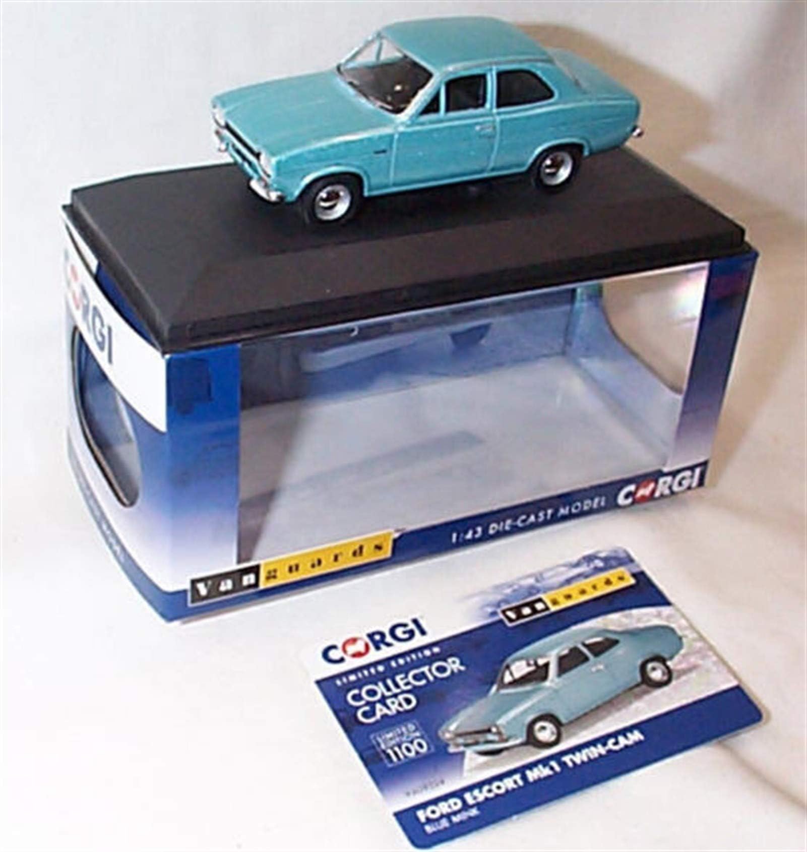 Corgi vanguards ford Escort MK1 Twin Cam Blue Mink RHD car 1:43 scale diecast model