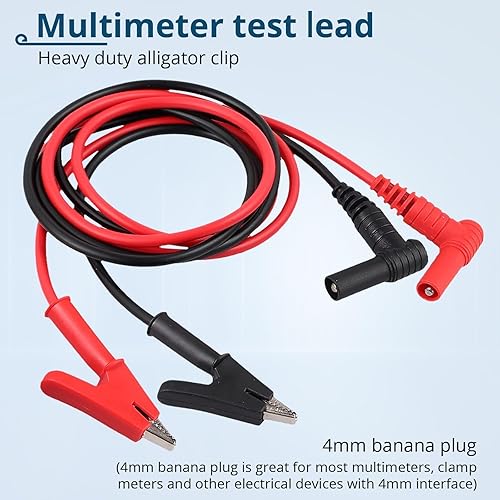 Miniatura 5 de 1 par de cable de prueba de enchufe de plátano a clip de cocodrilo, 39.4 in3.28 pies, corriente nominal de 15 A, voltaje máximo de 1000 V, cable de