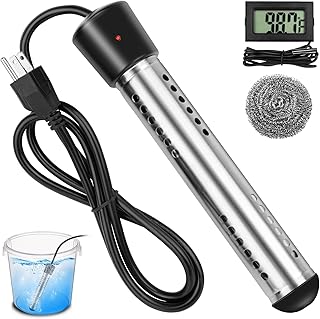 2000W Immersion Water Heater, Electric Portable Water Heater with Digital LCD Thermometer, Bucket Heater with 304 SS Guard Fast Heating 5 Gallons of Water in Minutes for Bathtub