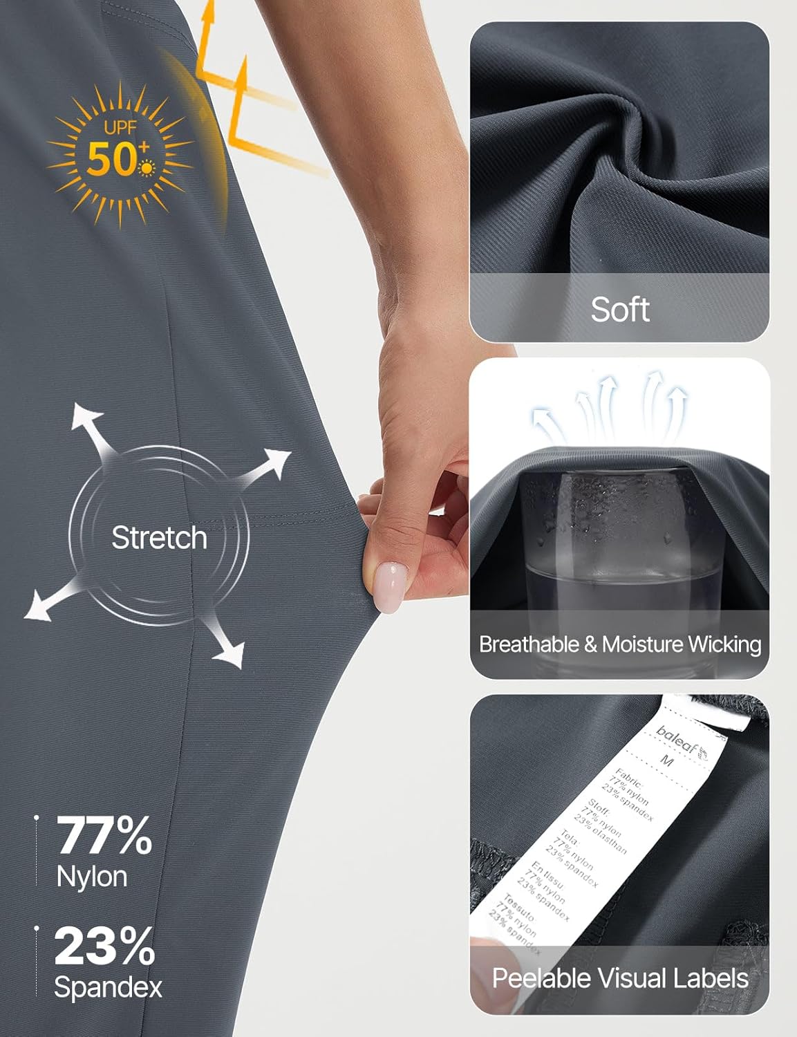 baleaf Women's Petite Casual Pants with 3 Pockets 25" Ankle Golf Pant Pull On Stretchy 7/8 Travel Work Slacks - Image 5