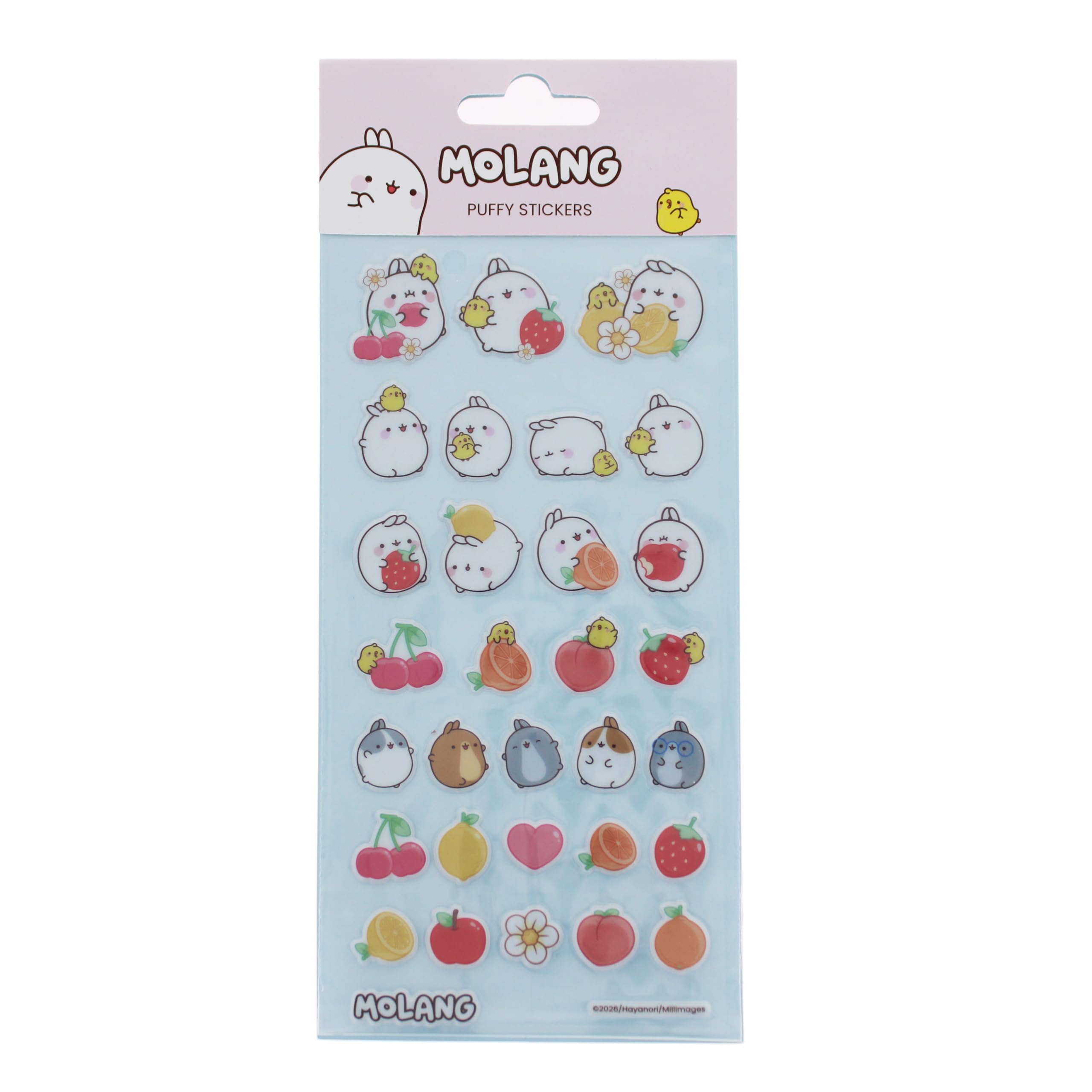 Molang Puffy Stickers | Cute Kawaii Fruit & Characters for Scrapbooking, Journals & Crafts | Official Molang Stationery, Gifts & Accessories