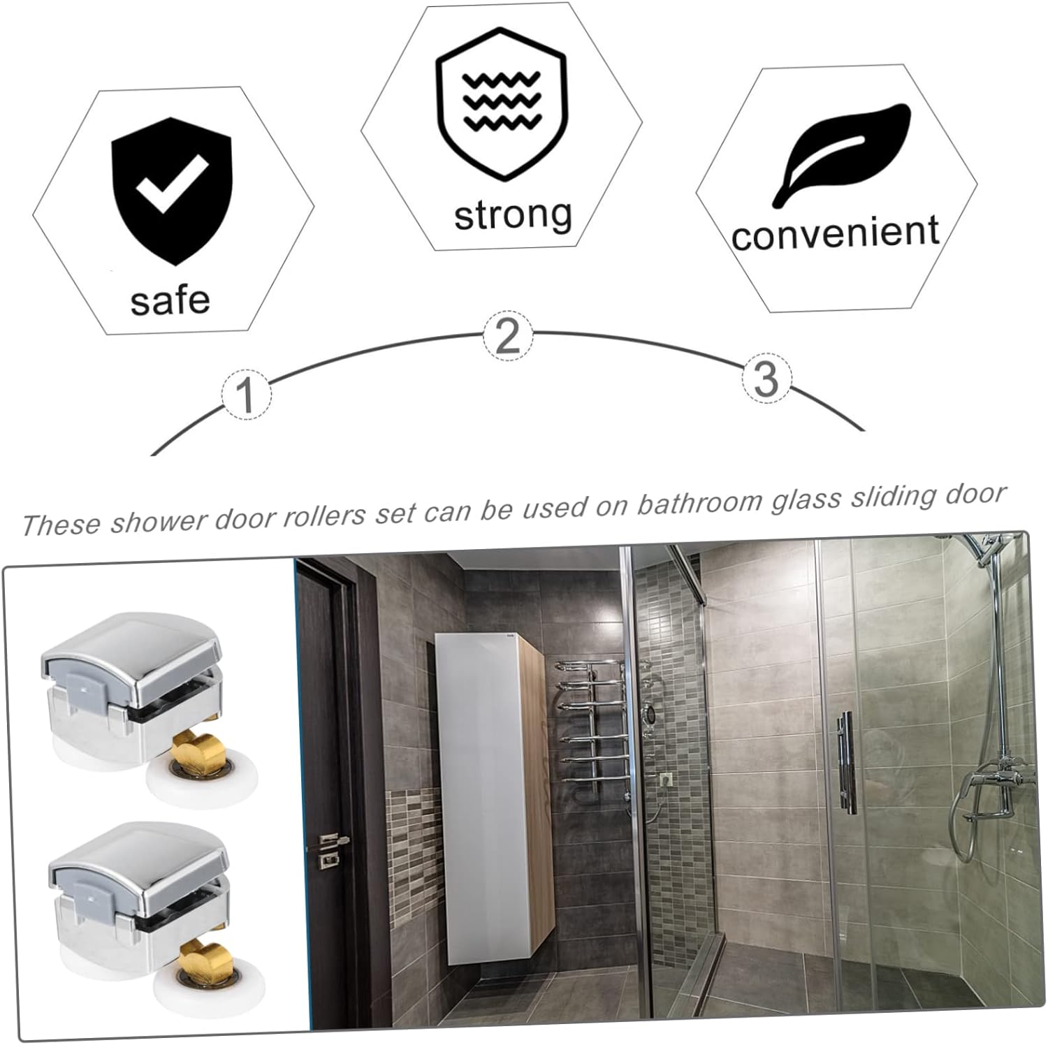 ARTIBETTER 3 Sets Shower Door Parts Rollers Easy Install Runners Replacement Pulleys