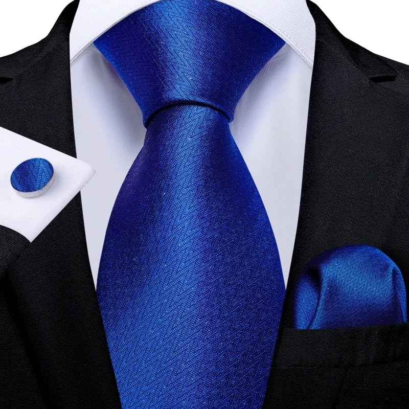 Set de corbata de seda para hombre con pañuelo y gemelos miniatura 2