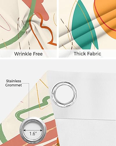 Vista 5 de Middle Century Doorway Curtains - Blackout Curtains 96 Inches Long, Colorful Geometric Modern Abstract Art Sliding Door Curtains Grommet Window
