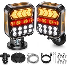 Solar Wireless Trailer Lights Kit, Upgrade Rechargeable Tow Light Kit Support Solar/USB C Charging, Magnetic LED Trailer Light for Towing Truck, Boat, RV, Camper, Car Turn Signal, IPX6 Waterproof