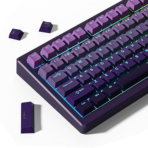 Womier Shine Through PBT Keycaps 60 75 100 Percent Cherry Profile, Custom Key Cap Doubleshot Keycaps Set, Universal Compatiability for Cherry Gateron MX Switches Keyboard, Gradient Purple - Purple