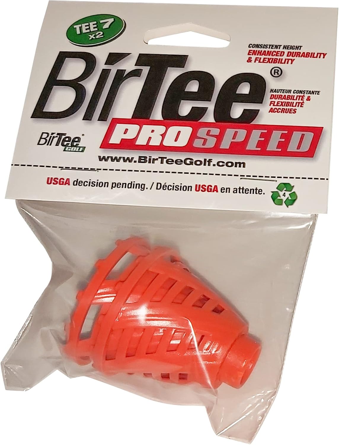 BirTee Golf Tees - PRO Speed Version with Enhanced Durability - Size #7 (1 3/4") Individual Size Pack - 2 Tees Per Pack. Indoor Golf Tees/Golf Simulator Tees/Winter Golf Tees