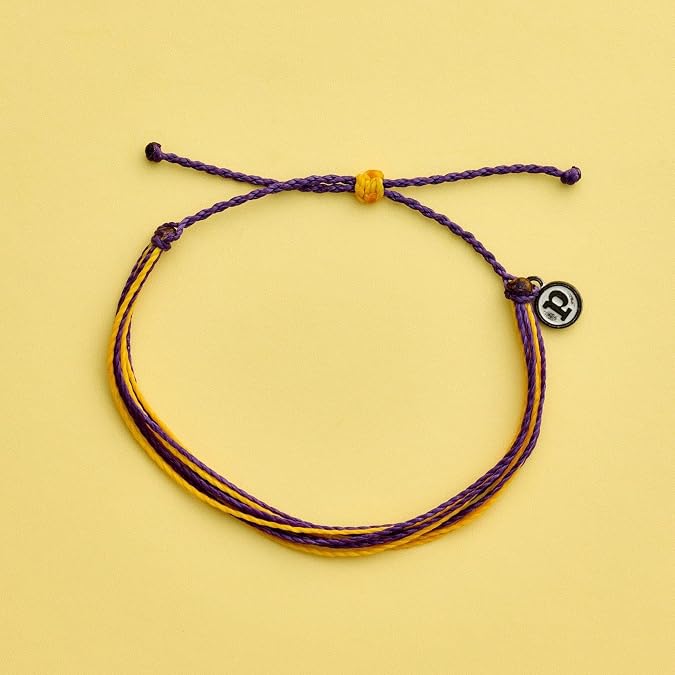 Pura Vida Braided Stackable Bracelet Purple/Yellow | Curated bracelet stack with coordinated designs for effortless layered style.