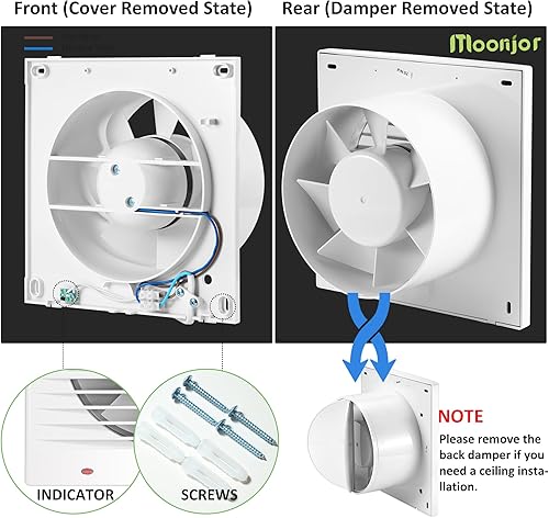 Miniatura 3 de Moonjor Extractor de ventilación de 4 pulgadas, 55CFM 12 W, ventilador extractor de ventilación de montaje en pared para cocina, baño, taller,