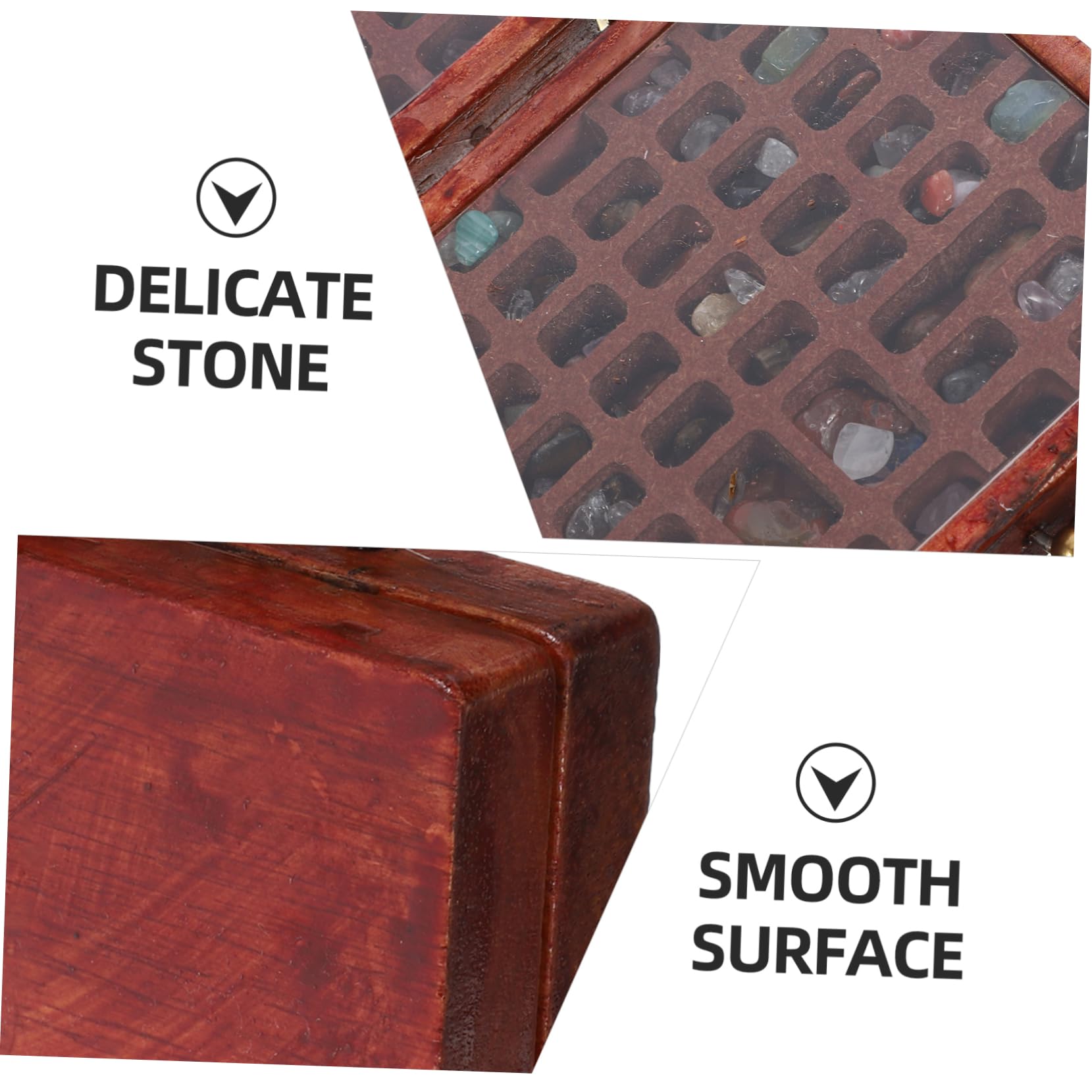 Amosfun Caja De 5 Piezas Caja De Almacenaje Decorativos Compartimientos De Almacenaje Maleta De Minerales Organizador De Rocas Piedra