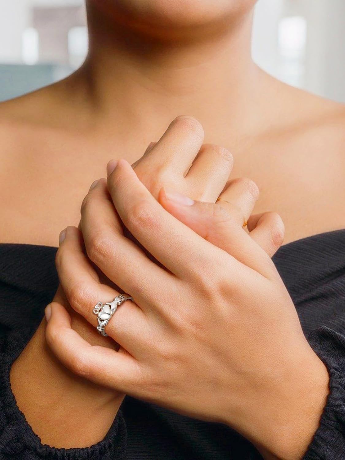 Bestyle 925 Sterling Silver Ring for Women, Minimalist Claddagh Ring Celtic Knot Ring for Women, Irish Promise Wedding Band, Gold/Rose Gold Vermeil Women Band Ring, Stackable, Gift for Her - Image 6