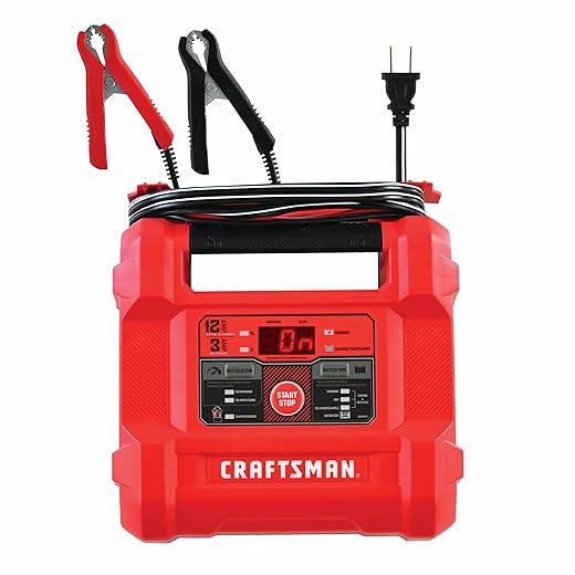 CRAFTSMAN Battery Charger and Maintainer, CMXCESM258, 4-in-1, Fully Automatic, Battery Tester, 12 Amps, 6 Volt, 12 Volt, for Car, SUV, Truck, and Marine Batteries