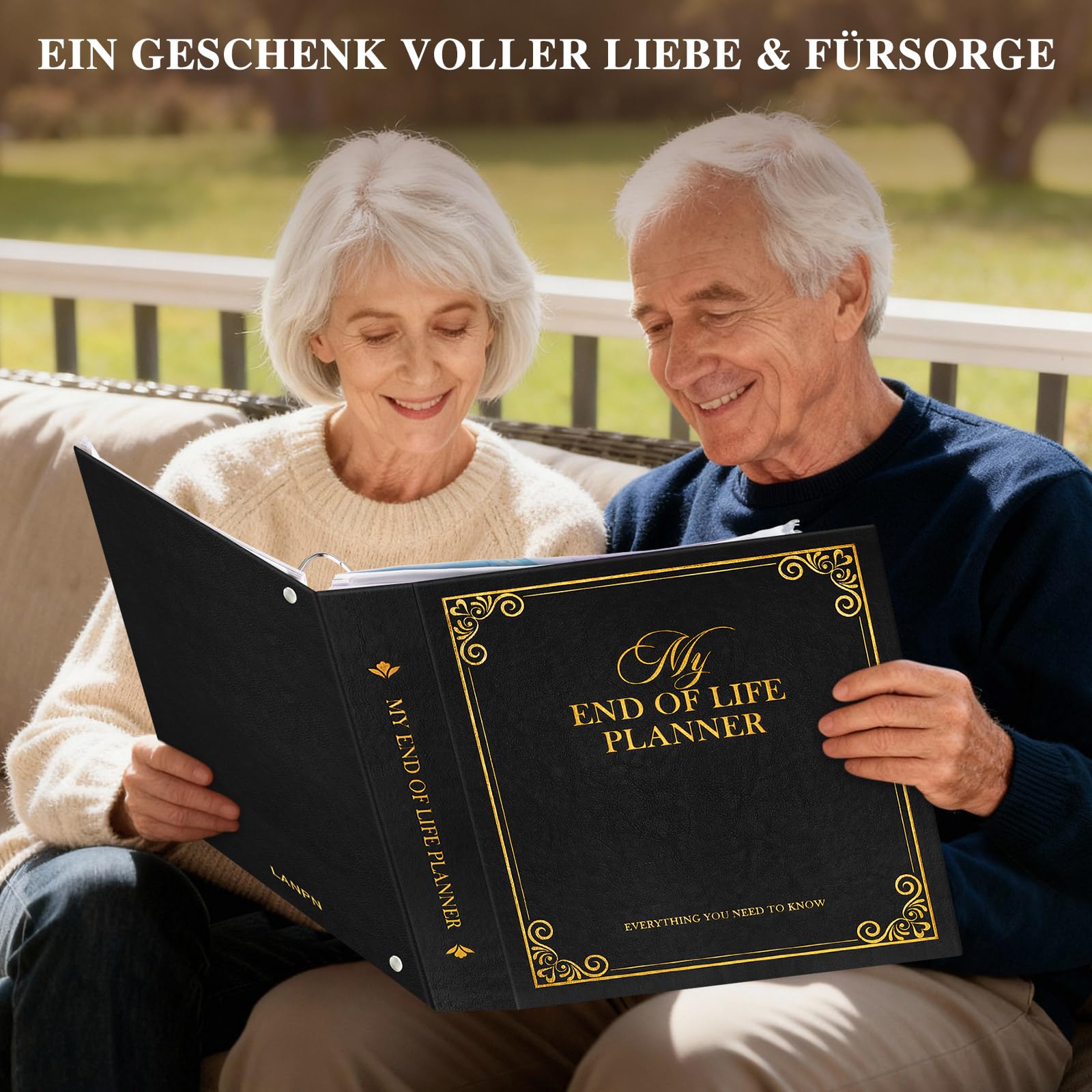 Lanpn Nachlassordner zum Lebensende – End of Life Binder, Todesfallplaner mit 8 Trennblättern & 10 Zipper Taschen, Alles Wichtige an einem Ort: Dokumente, Wünsche & Finanzen, Schwarz, Englisch