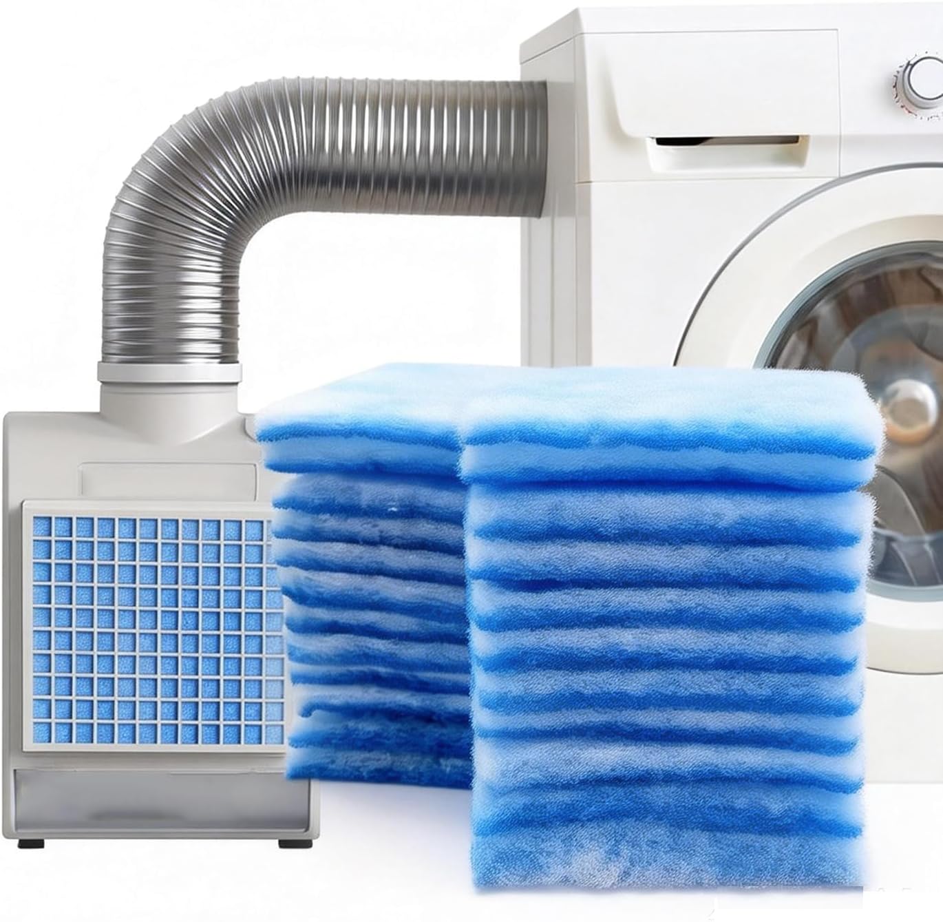 12 Pack Dryer Vent Filter Replacement – Compatible Better Vent Indoor Dryer Vent For FUNMAS Portable Dryer, Double Layer Filtration Lint Trap Pads, Washing Machine Filter Cleaning Inserts Vent Filters