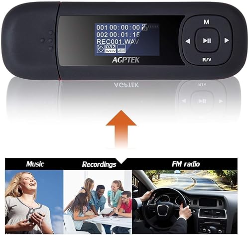 Miniatura 2 de AGPTEK U3 USB Stick Mp3 reproductor de música de 8 GB soporta batería AAA reemplazable grabación radio FM expandible hasta 64 GB negro