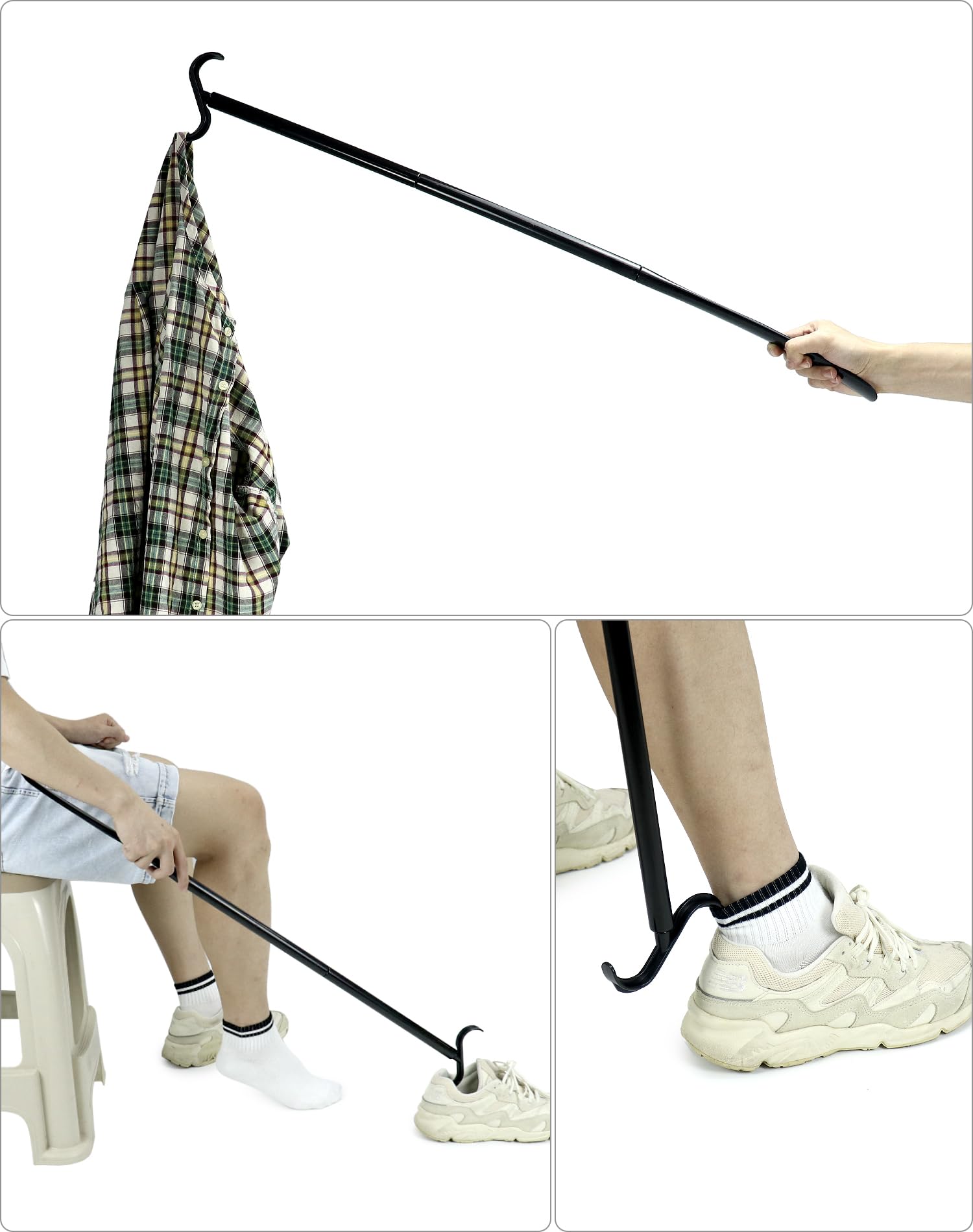 QWORK®Łyżka do butów z długą rączką, 88 cm / 35" Pomoce opatrunkowe do skarpet, butów, spodni i topów