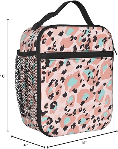 Miniatura 10 de Lonchera con diseño de rosetas de leopardo, bolsas de almuerzo aisladas para mujereshombresniñasniños, con asa desmontable, bolsa de comida