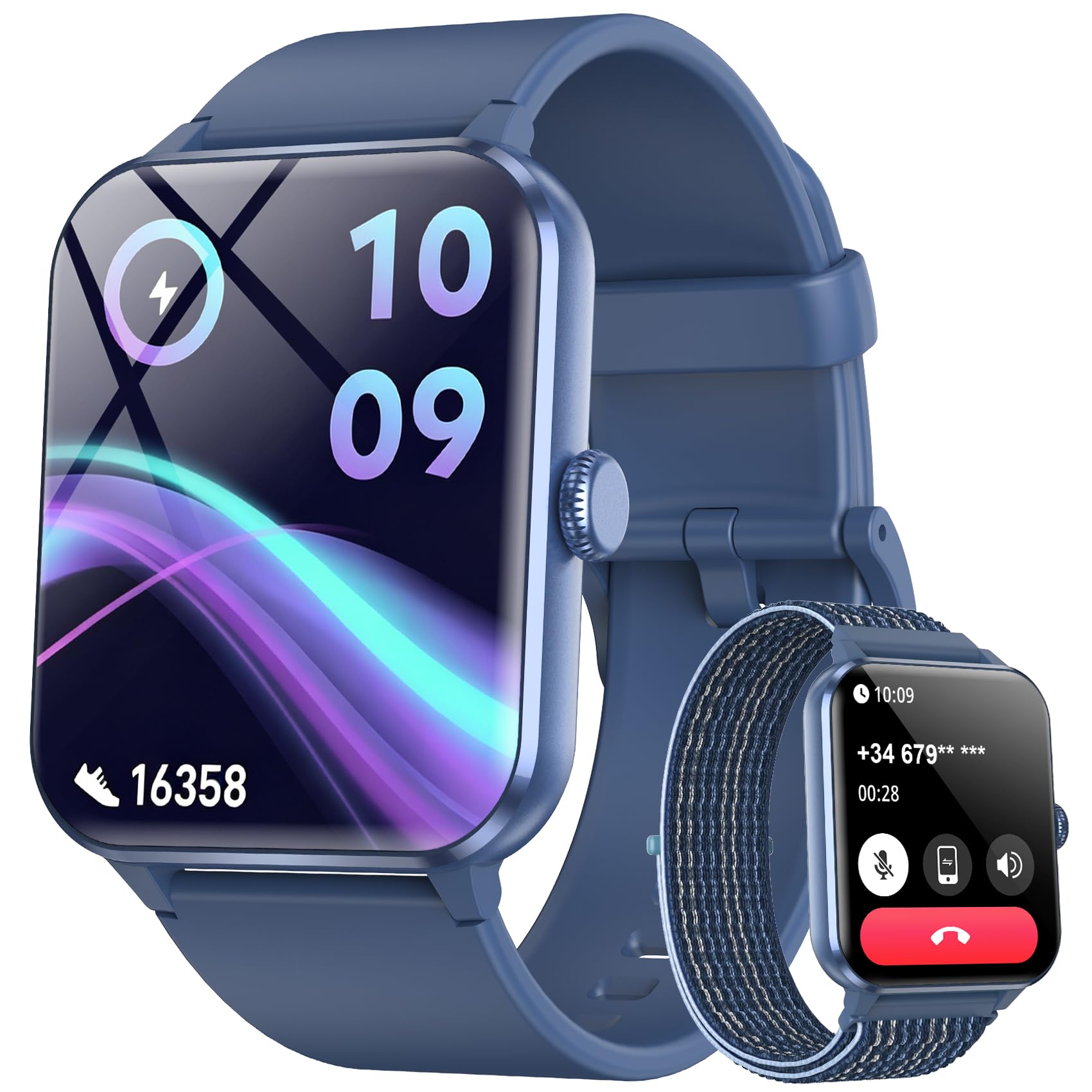 Blackview Montre Connectée Homme Femme, 5.3 Appel Bluetooth, Bleu poudré