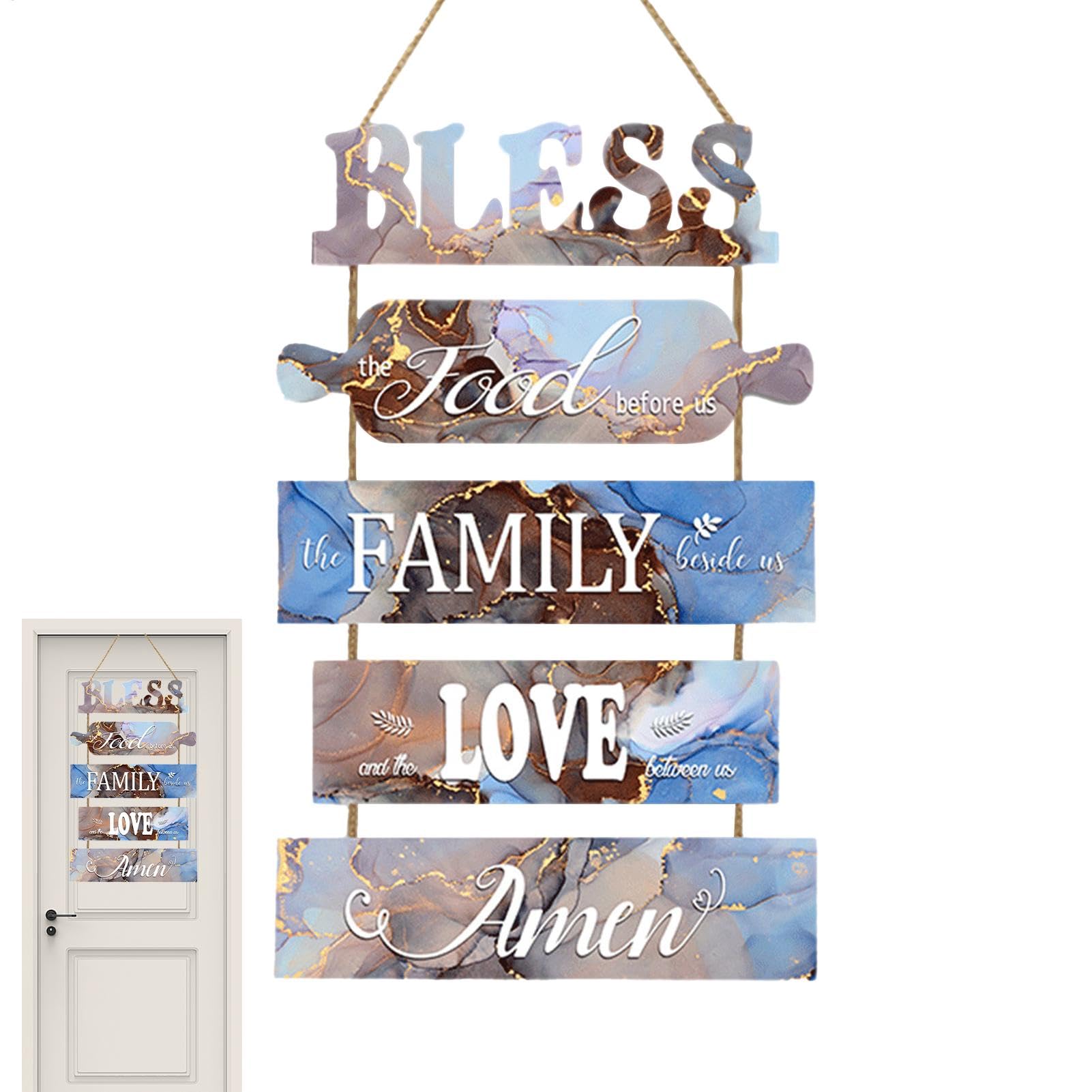 Placa decorativa de pared de cocina de granja, placa de pared sin comida | cartel de amor de familia, cartel de madera, decoración de para salón, dormitorio, exterior