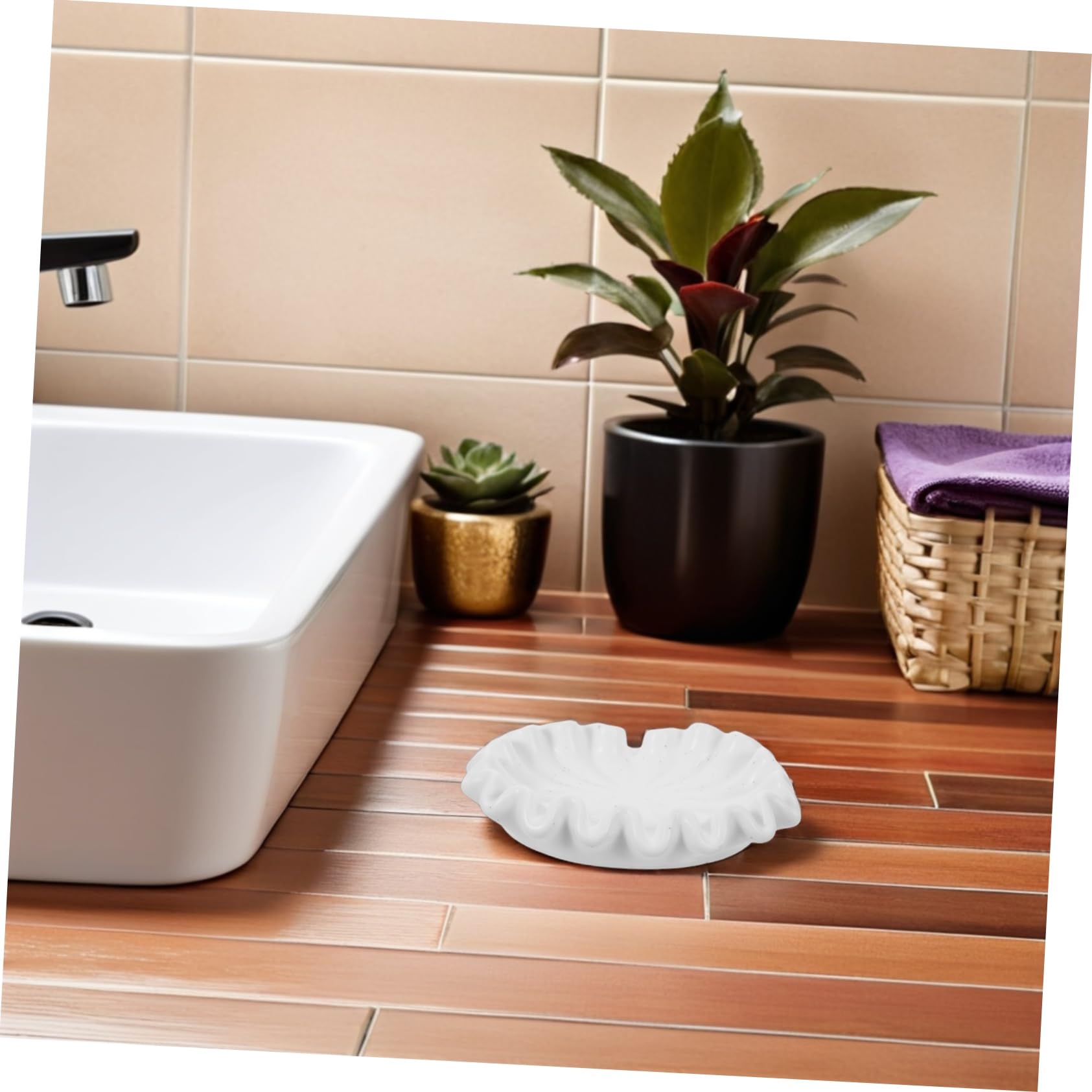 Gatuida Jabonera de Cerámica de Color Claro en Forma de Hoja de Loto, Bandeja Autodrenante para Jabón en Barra, Diseño Estable y Elegante, para Baño y Ducha, Accesorio Funcional Hogar