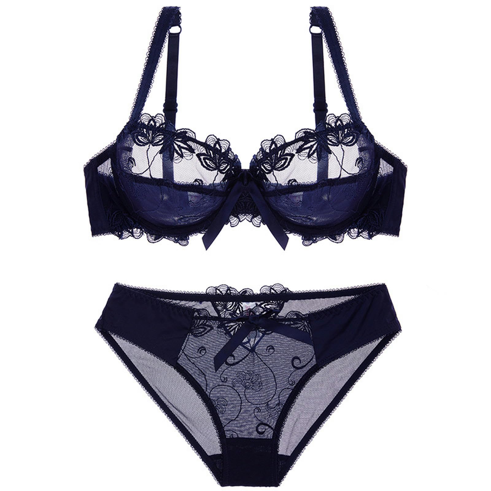 Biancheria Intima Donna Women Sexy Lace Lingerie Set Floral Underwired Bra And Panty Sets 2 Piece-bianco-90c