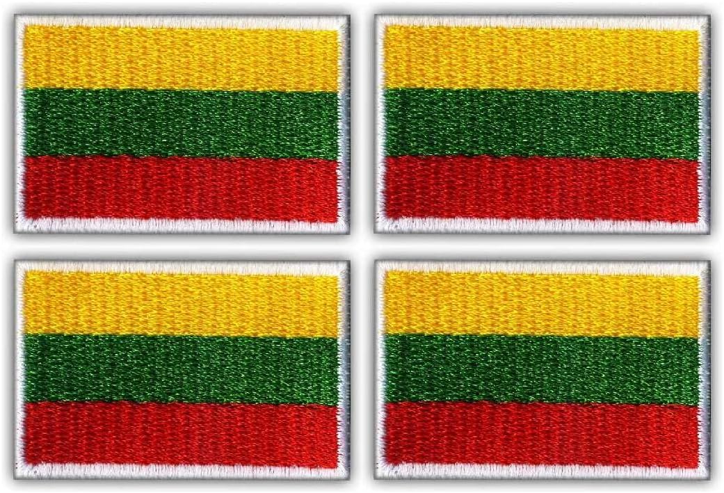 Set of Four - Patchion Flag of Lithuania - Iron-on/Heat Seal Backing - Embroidered Patch/Badge/Emblem